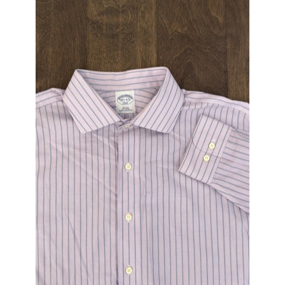 Brooks Brothers 346 Mens Slim Fit Button Down Purple Striped Shirt Size 16.5-4/5